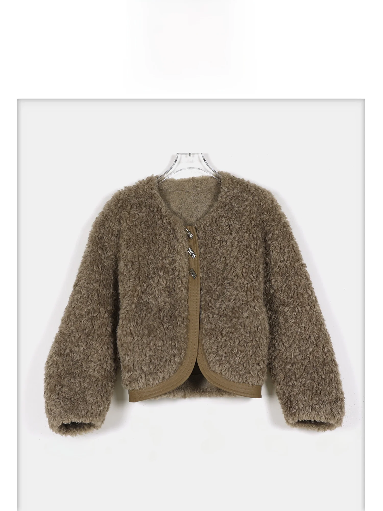 Giacca Corta Donna in Finta Pelle Effetto Velluto, Nuova Collezione Autunno Inverno, Stile Casual e Vestibilità Ampia in Fibra di Poliestere