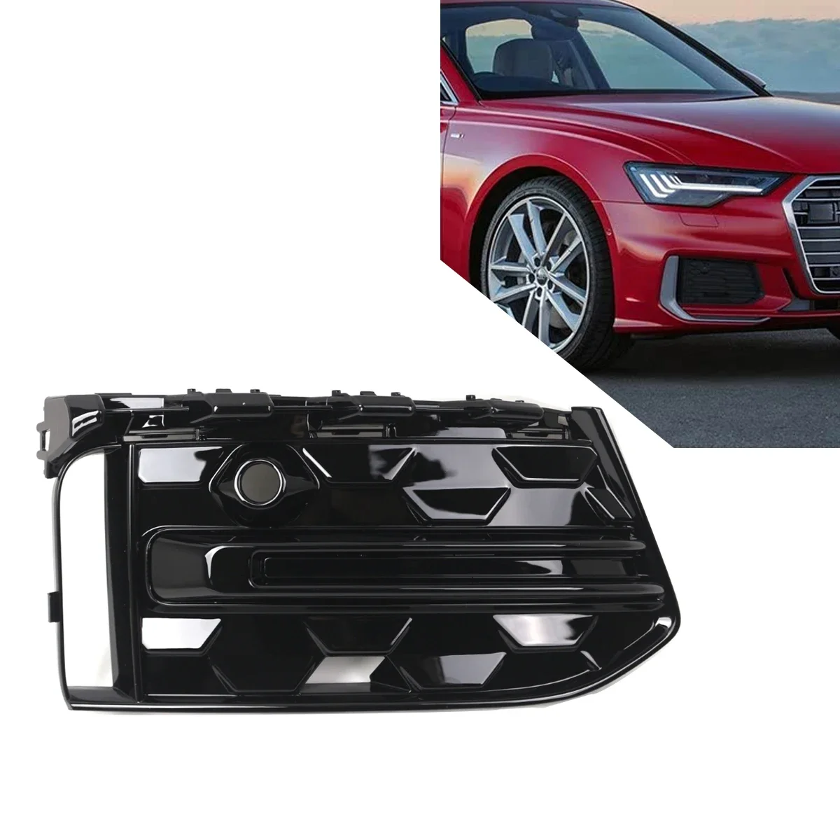 

LH/RH Front Fog Light Cover Refit Shiny black For Audi A6 S-line 2019-2022 S6 C8 2020-2022