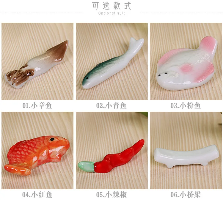 Fish-Shape Ceramic Chopsticks Holder Spoon Fork Rest Sushi Sticks Rack Shelf Chopsticks Holder Stand Rest Pillow Kitchen Utensil