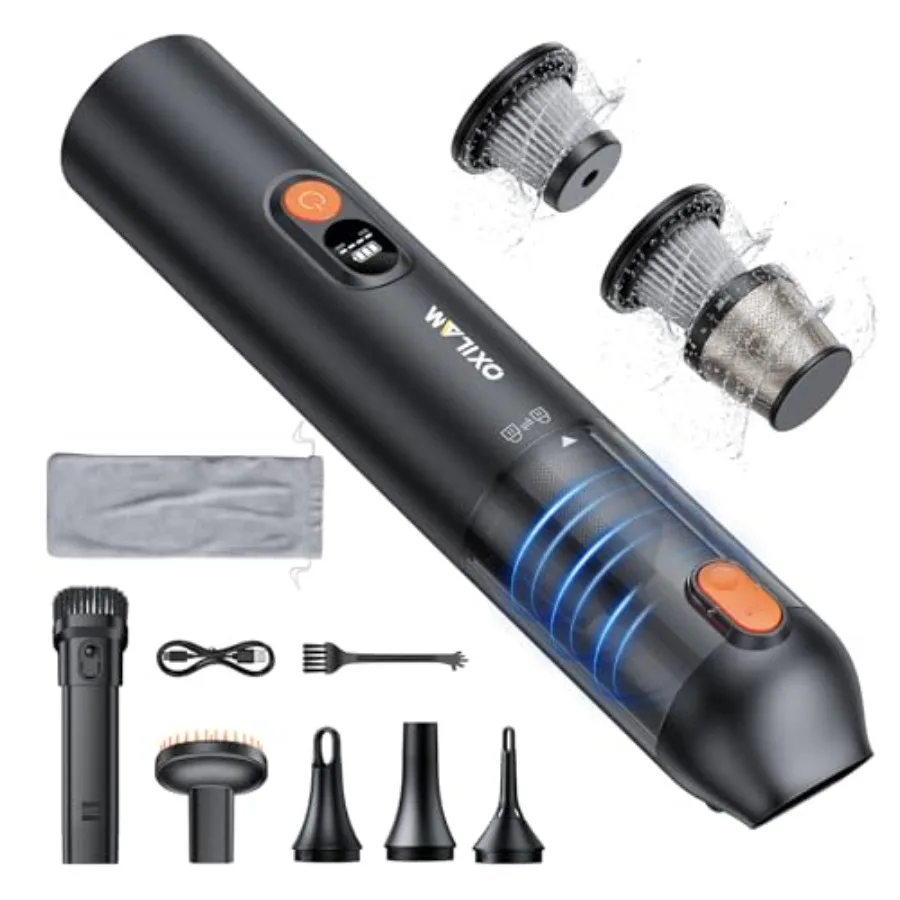 Car Vacuum Portable - Handheld Vacuum Cordless 14000PA High Power Blow and Suction 2 in 1 Up to 30 Mins Runtime Cordless Vacuum