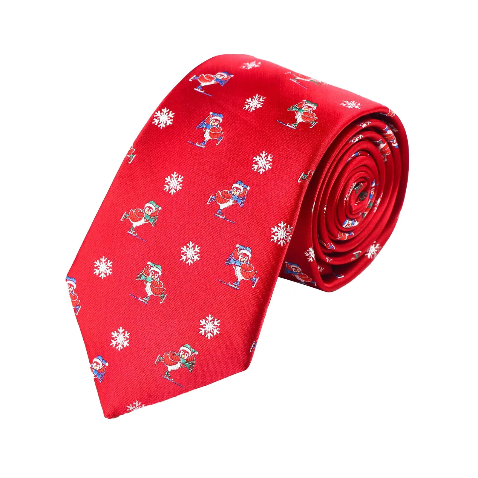 Christmas Ties For Men Red Green Blue Printed Festival Theme Party Gift Xmas Tree Santa Snowflake Slim Necktie For Man Accessori