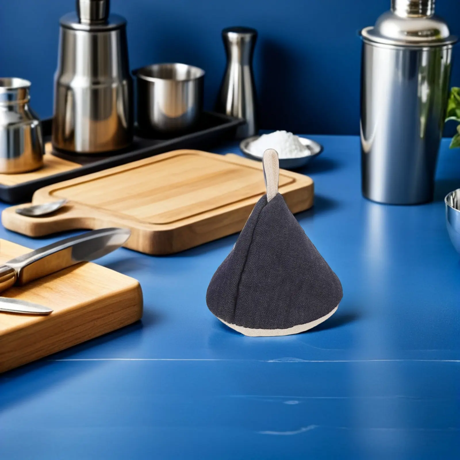 2Pcs Triangular Cast Iron Pot Lid Covers Denim Cotton Heat Insulated Anti-Scald Handle Caps for Skillets Cast Iron Handle Cover​