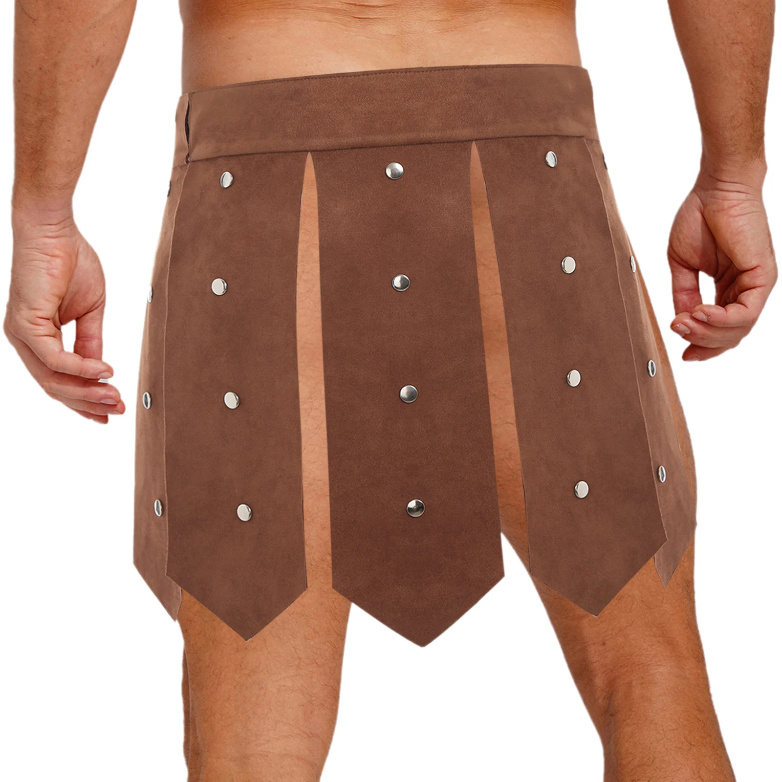 Mannen Oude Romeinse Ridder Rok Klinknagels Decor Split Zoom Armor Rok Gladiator Warrior Cosplay Kostuum voor Halloween Carnaval