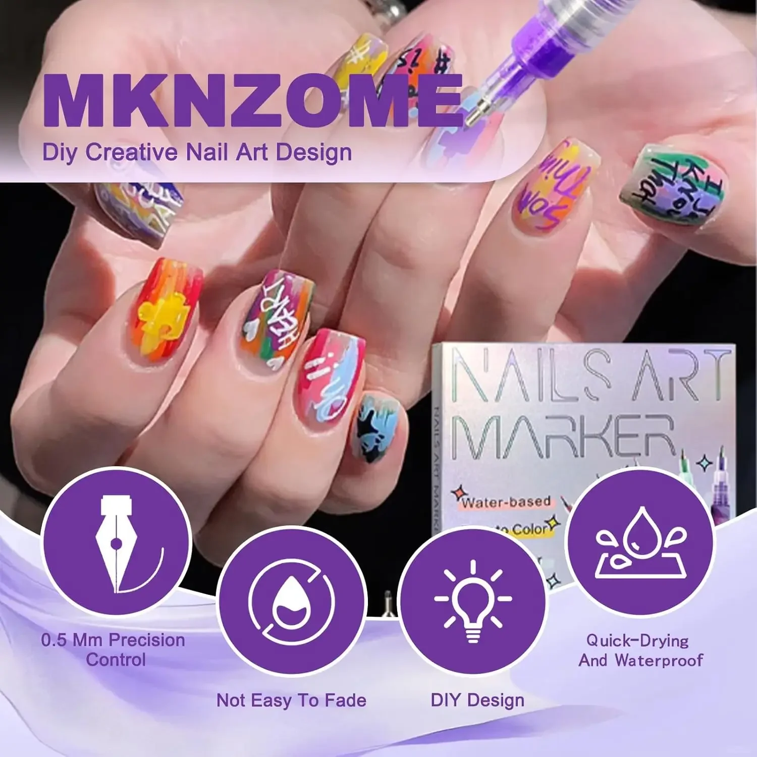 0.5 مللي متر مسمار الفن خربش القلم فرشاة الطلاء رسمت باليد زهرة مسمار بطانة القلم الاكريليك ماركر DIY بها بنفسك يمكن ارتداؤها الأظافر اللوحة #4