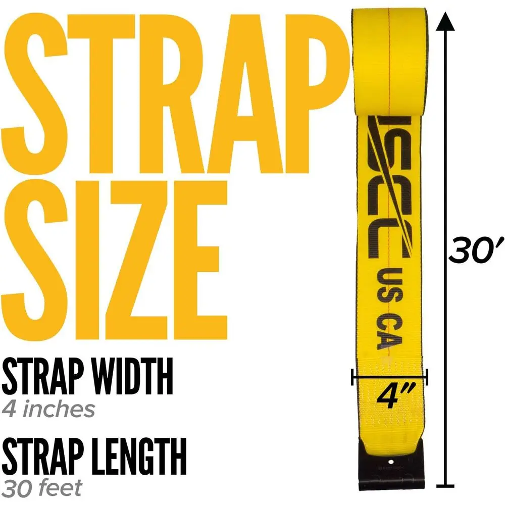 4 x 30' Heavy-Duty 10-Pack Winch Straps, 5,400 lbs WLL, with Hooks for Secure Lattice Trailer and Cargo