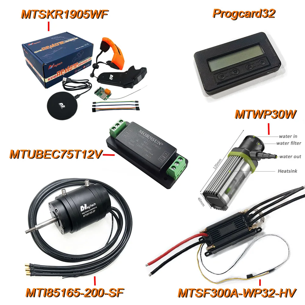 Maytech Fully Waterproof Kit 300A 25-75V ESC 200KV Motor with Water Cooling 2.5A Regulator and Water Pump for Electric Hydrofoil