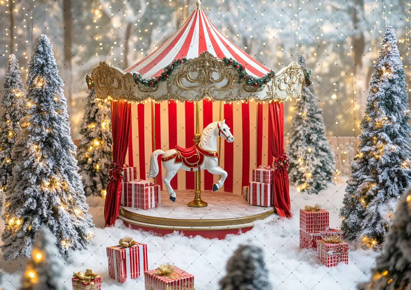 Red White Striped Carousel Ten - огляд і ціна Photography Lighting White Background