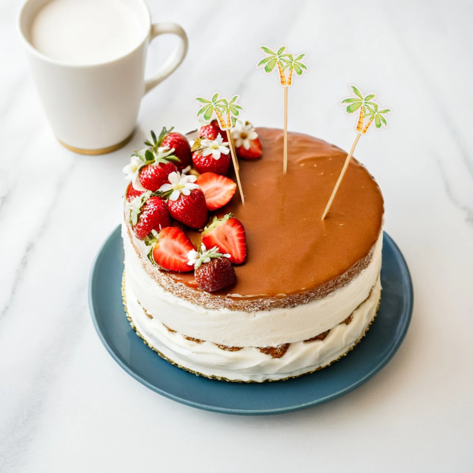 

20Pcs Bamboo Fruit Picks Coconut Tree Design Tropical Appetizer Skewers Party Supplies Bbq Desserts Holiday Bamboo Skewers