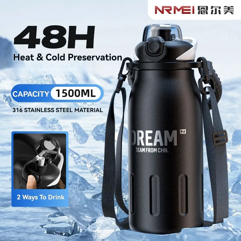 

Simple Stainless Steel Large Capacity Vacuum Flasks Portable Tea Water Separation for Office Fitness Outdoor Sports Water Bottle