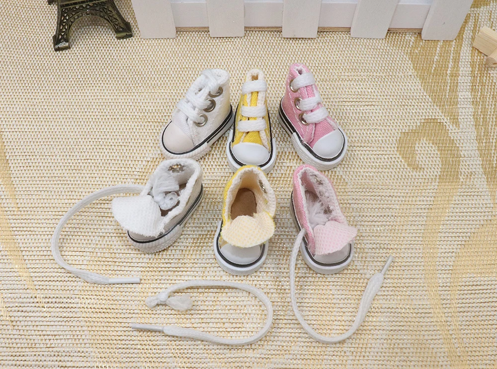 Puppenschuhe 3,5 cm * 2 cm * 3 cm für Bryc-Puppen Mini flache Canvas-Turnschuhe für 1/8 16 cm 6 Zoll BJD Finger-Tanzschuhe Spielzeug – Detail 6