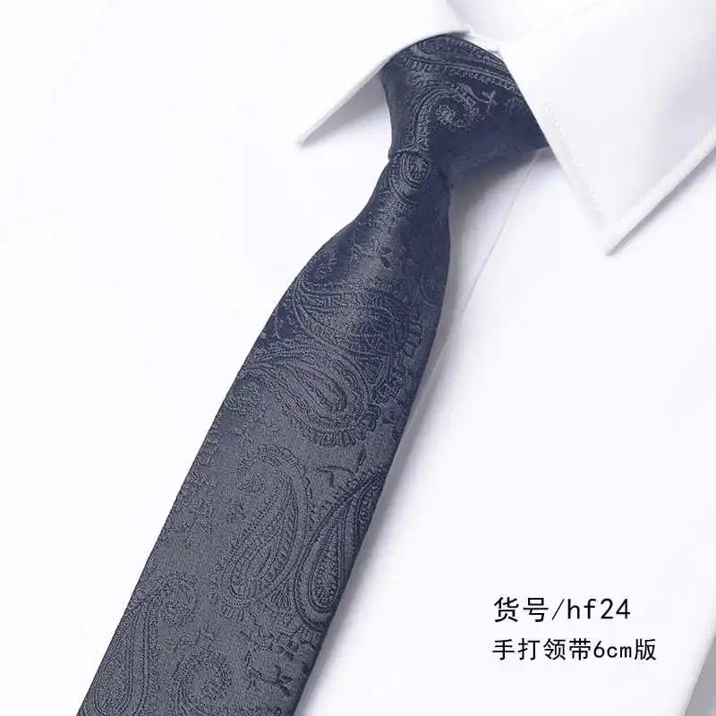 High Quality Gray Striped Black Tie Men's Korean Version 6CM Narrow Hand Knotted Bachelor's Clothing Fashion Casual Student Tie