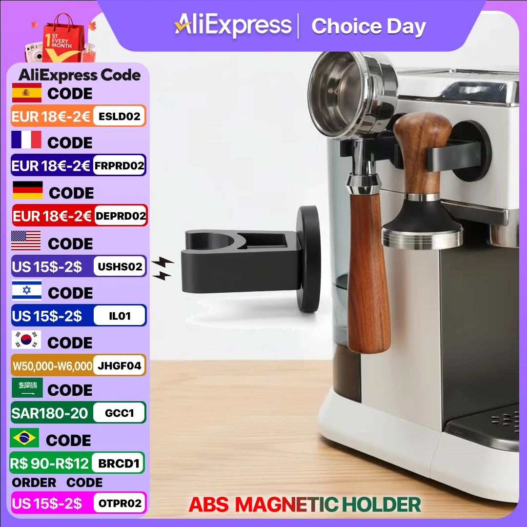 Kaffee-Siebträger-Wandhalterung Magnetischer Espresso-Kaffeefilterhalter 51MM/53MM/58MM Tamper Wandmontierte Halterung Kaffee-Zubehör