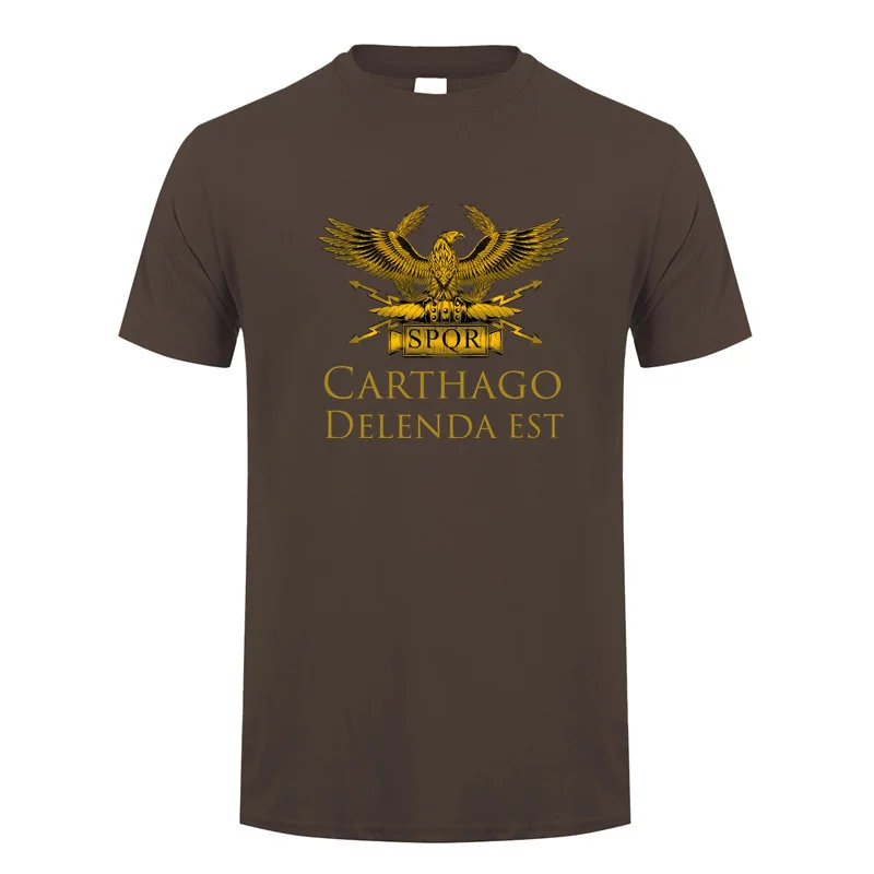 Carthago Delenda Est SPQR T Shirt Summer Men Cotton Short Sleeve Ancient Roman History Tshirts Man Tee Tops DY-016