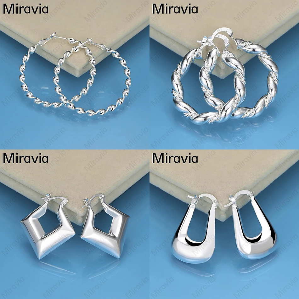 

Miravia 925 Sterling Silver Wave Twisted Rope Earrings Feminine Unique Anniversary Gift Jewelry