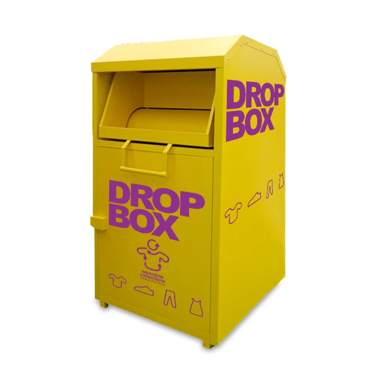 

Factory Customized Donation Bin Metal Recycle Bin Clothes Donation Used Shoes Book Bin Street Steel Clothing Donation Box