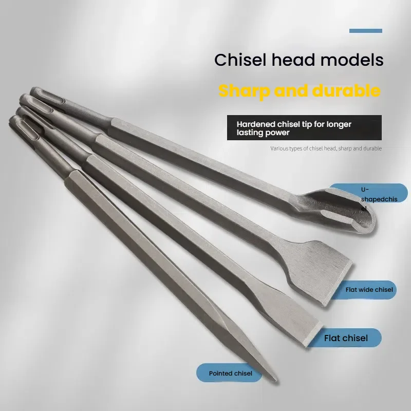 17 Uds mango redondo impacto martillo eléctrico broca cincel caja de plástico Set para hormigón, ladrillo, bloque, piedra, herramientas de masonería