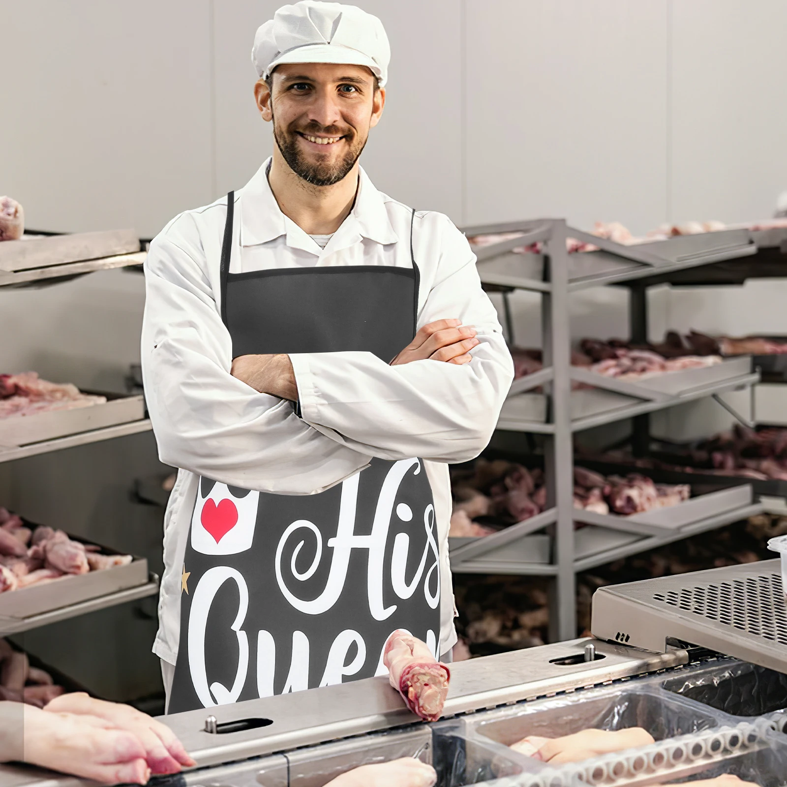 

2pcs Valentine'S Day Aprons For Women Heart Print Cooking Kitchen Baking Bbq Grilling Gift Unisex Adjustable Waist Bib