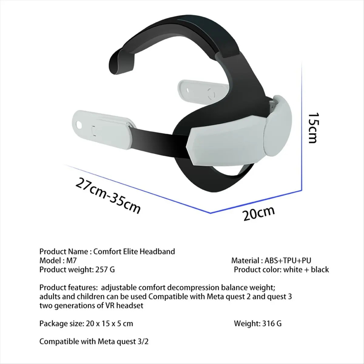 AABFK Adjustable Vr Head Strap for Oculus Meta Quest 2/3 Wear Headset Elite Strap for Meta Quest 3 Vr Accessories