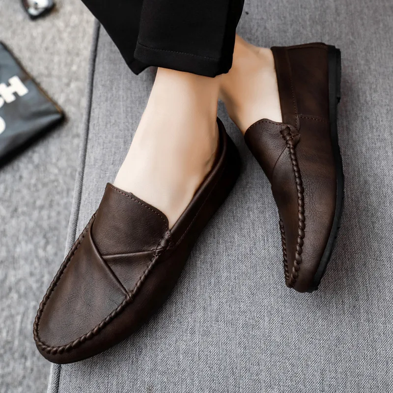 2024 Fashion Luxury Trendy Dress Shoes Men Loafers Split Leather Moccasins Shoes for Men Formal Mariage Wedding Shoes