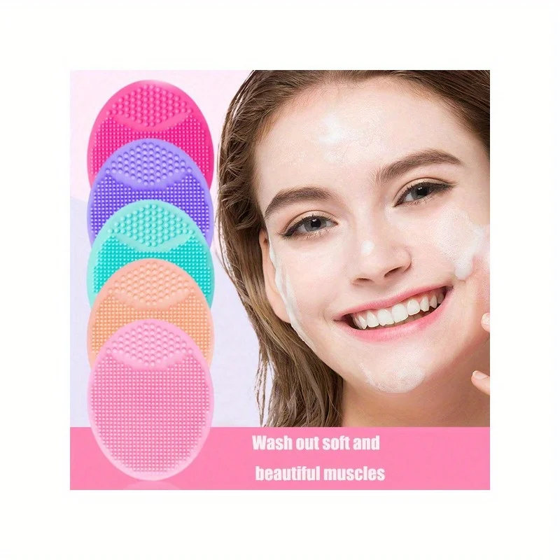 5pcs Oval Silicone Facial Cleansing Brush Portable Massage Beauty Tool (5 Color/Pack)