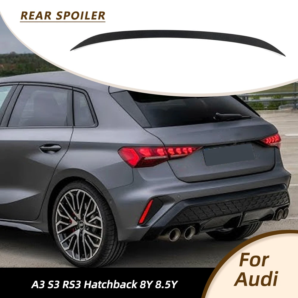 

Car Rear Trunk Middle Racing Spoiler For Audi A3 S3 RS3 Hatchback 8Y 8.5Y 2021-2026 Auto Trunk Spoiler Lip Body Kit Carbon Fiber