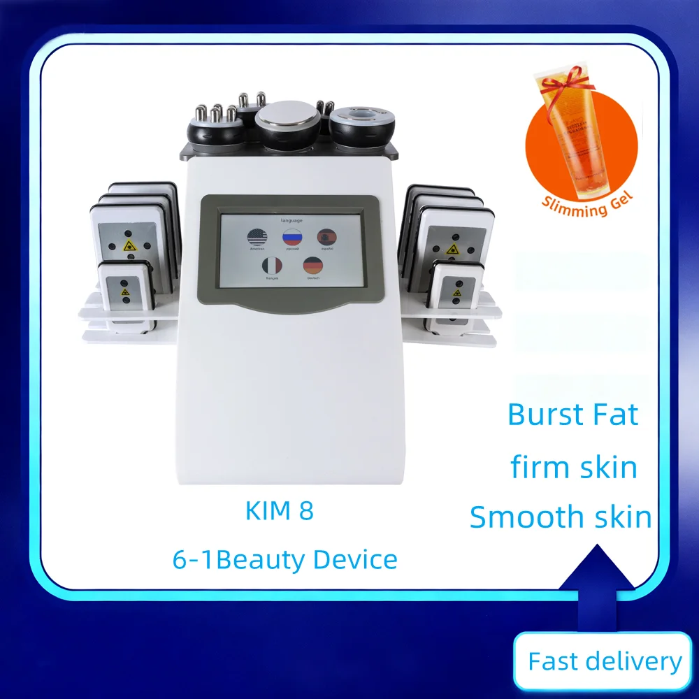 

6 In 1 40K Ultrasonic Cavitation Machine Weight Loss Skin Lift Tightening Vacuum Lipo KIM8 Body Slimming Machine Body Shaping