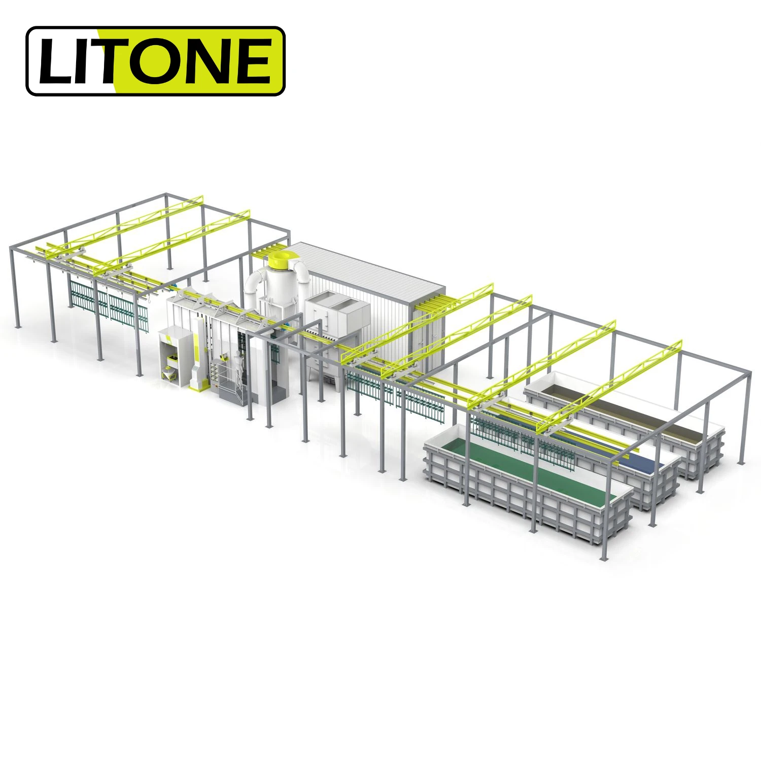 2-year Guarantee Advanced 16.5kw Double-bays Automated Powder Coating Painting Line With Accessories