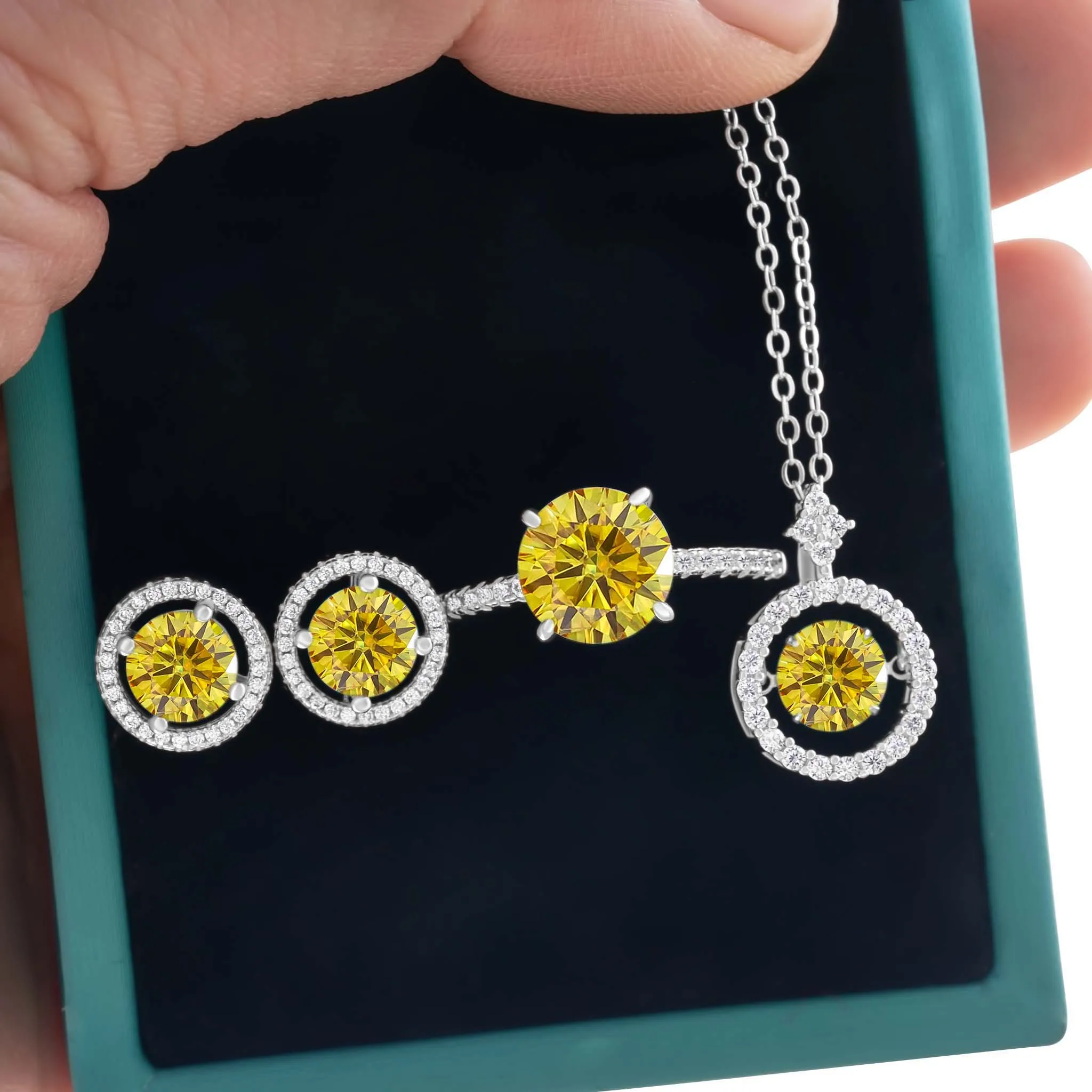 

6CT Moissanite Jewelry Set Necklace Earrings Rings For Women 100% 925 Sterling Silver Wedding Fine Jewelry Gifts Wholesale