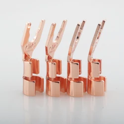High Quality 8Pcs Pure Copper Silver Plated Speaker Y Spades Plug Silver Plated Fork Connector Plug for DIY Audio Speaker Cable