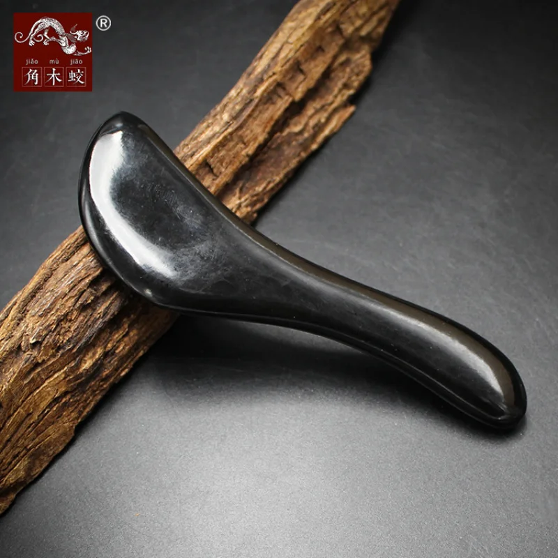 Black buffalo horn gua sha board, massage beauty tool, eye scraper