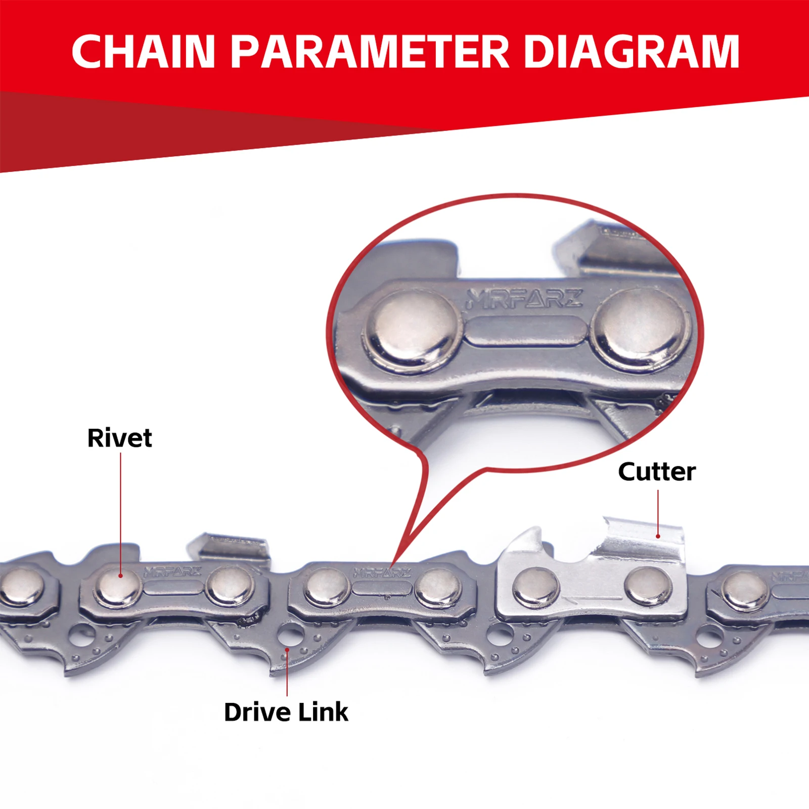 سلسلة المنشار MRFARZ مقاس 18 بوصة 2 سلاسل.325 بوصة درجة.050 بوصة مقياس 72 وصلات محرك تناسب Husqvarna 440، Echo CS-400، 20lpx072g، H72