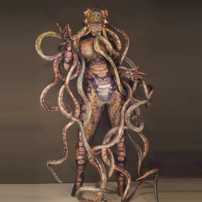 Halloween Costume Party Horror Thriller Octopus Cosplay Lifelike Jumpsuit Stage Performance Dancer Festival Outfits for Men