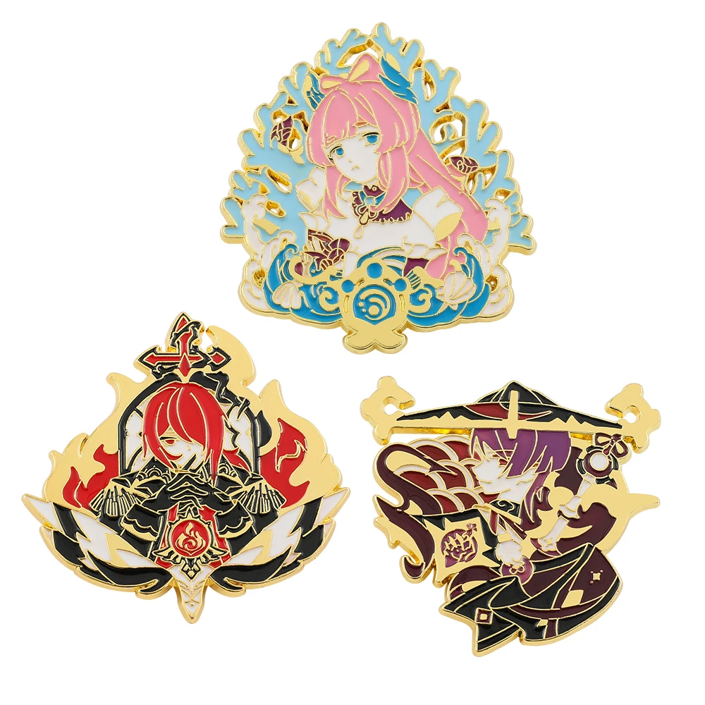 Anime Genshin Impact Sangonomiya Kokomi Pins Brooch Wanderer Diluc Ragnvindr Figure Enamel Badge Brooches Lapel Pin Jewelry Gift