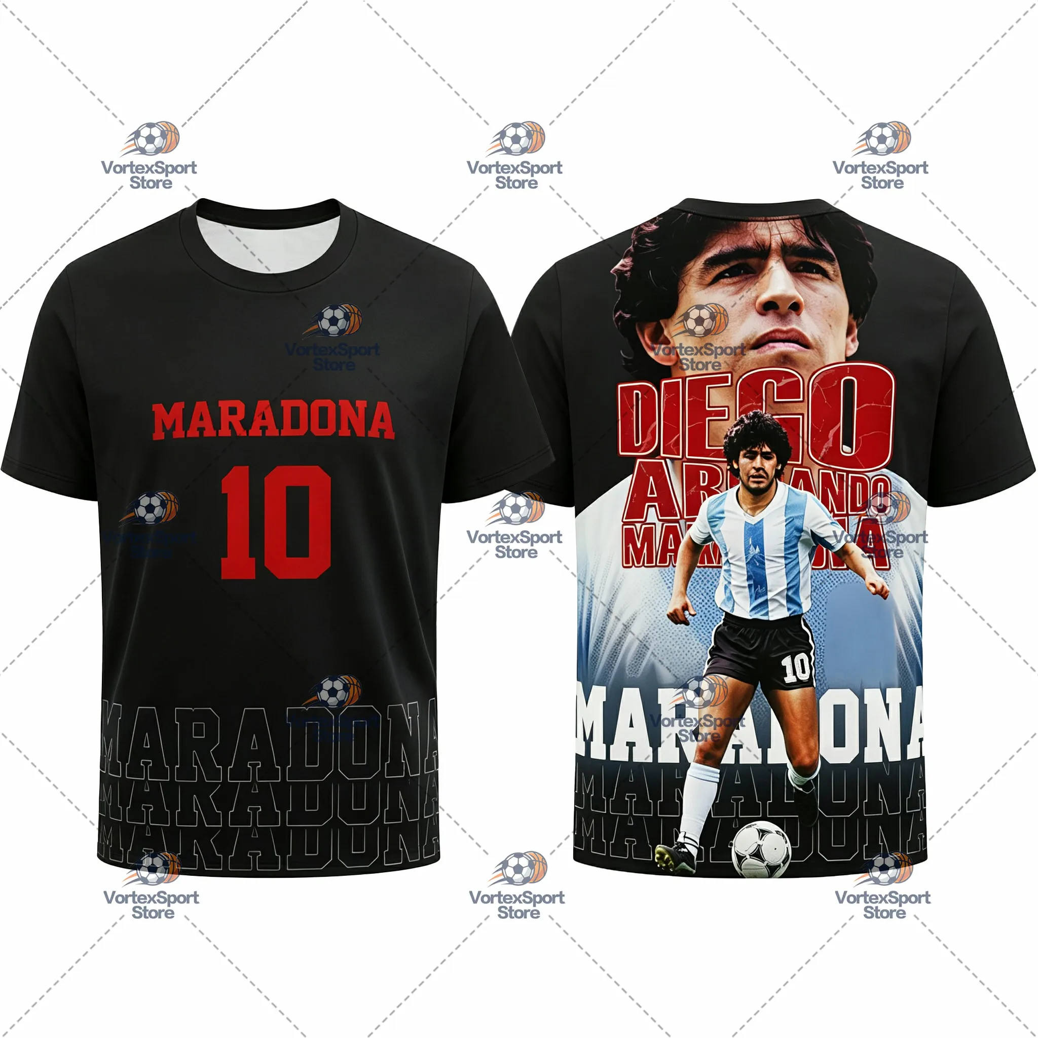 Argentinien Kinder Maradona Nr. 10 Fußball Legendärer Star Schnelltrocknendes T-Shirt Herren Kurzarm O-Ausschnitt Fußball-Trainings-Trikot – Detail 6