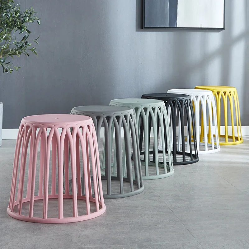 Nordic Plastic Stool Home Balcony Stackable Chair Bathroom Dining Room Small Round Stool Home Furniture Offer Free Shipping