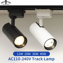 COB oświetlenie szynowe LED 12W 20W 30W lampa szynowa oświetlenie wewnętrzne AC 220V 240V kąt regulowany światło punktowe do sklepu odzieżowego garderoba