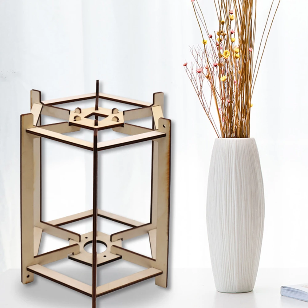 

Wooden Lamp Holder Lantern Frame Brackets Vintage DIY Table Wooden Lantern Frame Lamp Light Stand Durable Smooth Anti Rust