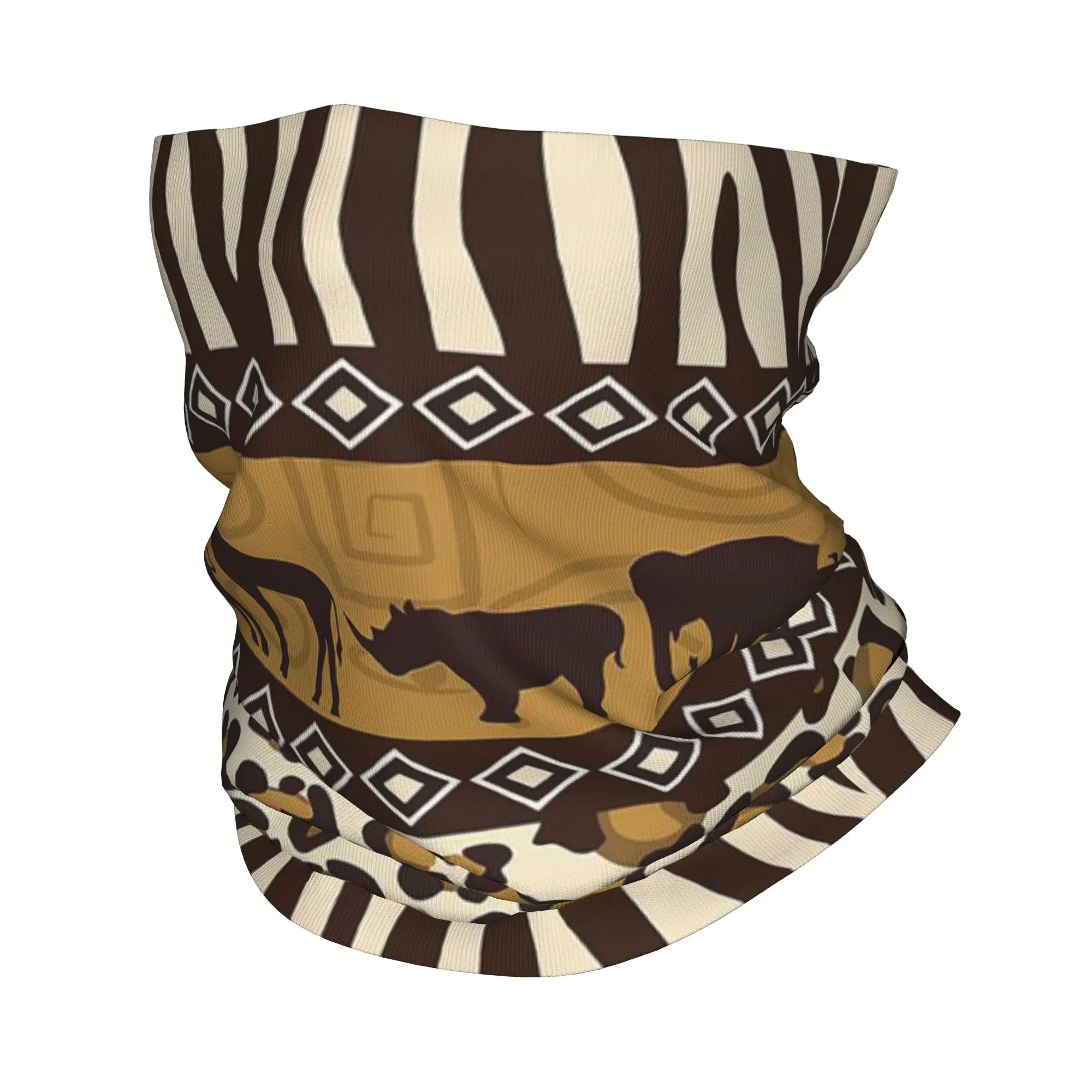 African Tribal Wildlife Bandana Neck Cover Printed Magic Scarf Warm Face Mask Riding For Men Women Adult