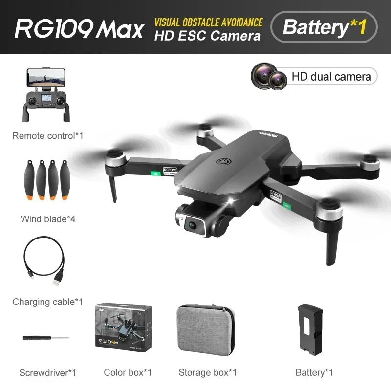 RC كوادكوبتر للكبار RG109 MAX الطائرة بدون طيار GPS المهنية 4K HD كاميرا مزدوجة فرش السيارات FPV تجنب العوائق العودة الذكية