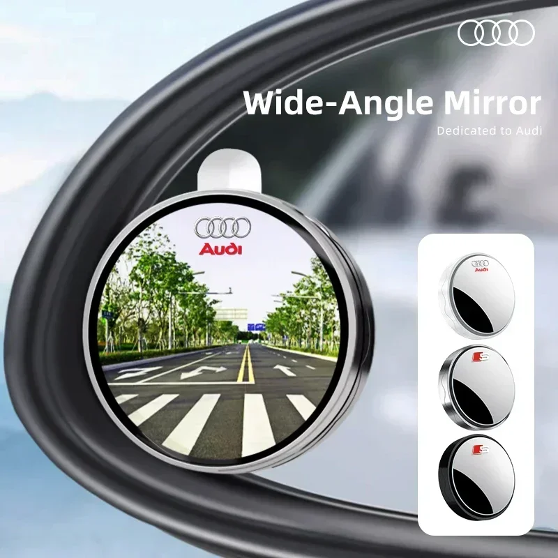 Car Blind Spot Rear View Mirror Wide Angle Adjustable Small Round Mirror For Audi A4 B5 B6 A3 8P 8V 8L A5 A6 C6 C5 A1 A7 A8 TT