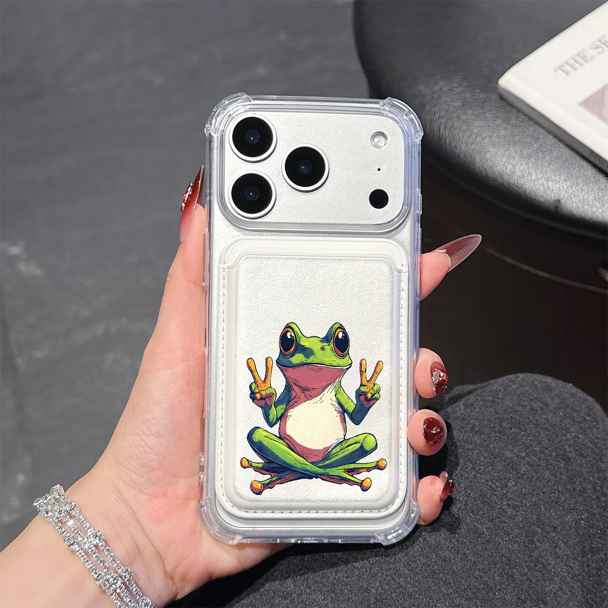

Anime cool frog Phone Case For iPhone 17 16 15 14 13 Pro Max Plus Wallet Pocket Transparent Soft TPU for Magnetic Phone Case