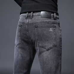 Jean Slim Droit en Coton artificiel astique pour Homme, Vêtement Classique en Denim, Noir et Gris, à la Mode Coréenne, Quatre Saisons, Nouvelle Collection 2024