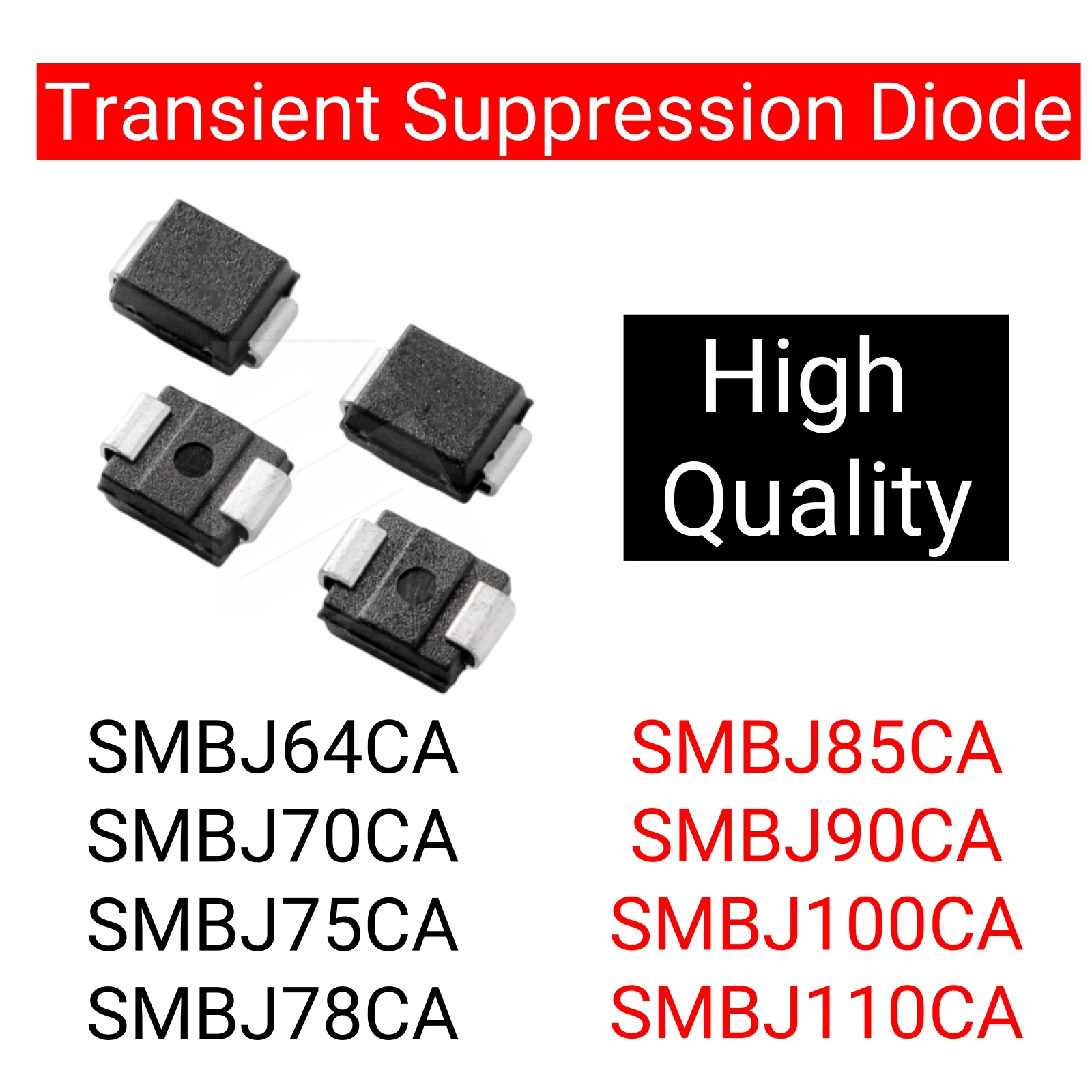 20PCS Bidirectional TVS SMBJ64CA SMBJ70CA SMBJ75CA SMBJ78CA SMBJ85CA SMBJ90CA SMBJ100CA SMBJ110CA Schottky Diode SMB