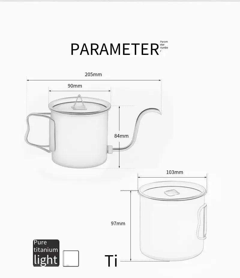 غلاية قهوة خارجية سعة 400 مل معقوفة مع ميزان حرارة ومقبض قابل للطي غلاية قهوة معقوفة