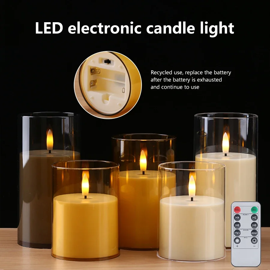 LED Flickering Flameless Candles Battery Operated Acrylic Electric Candles Lamp For Wedding Halloween Christmas Decor