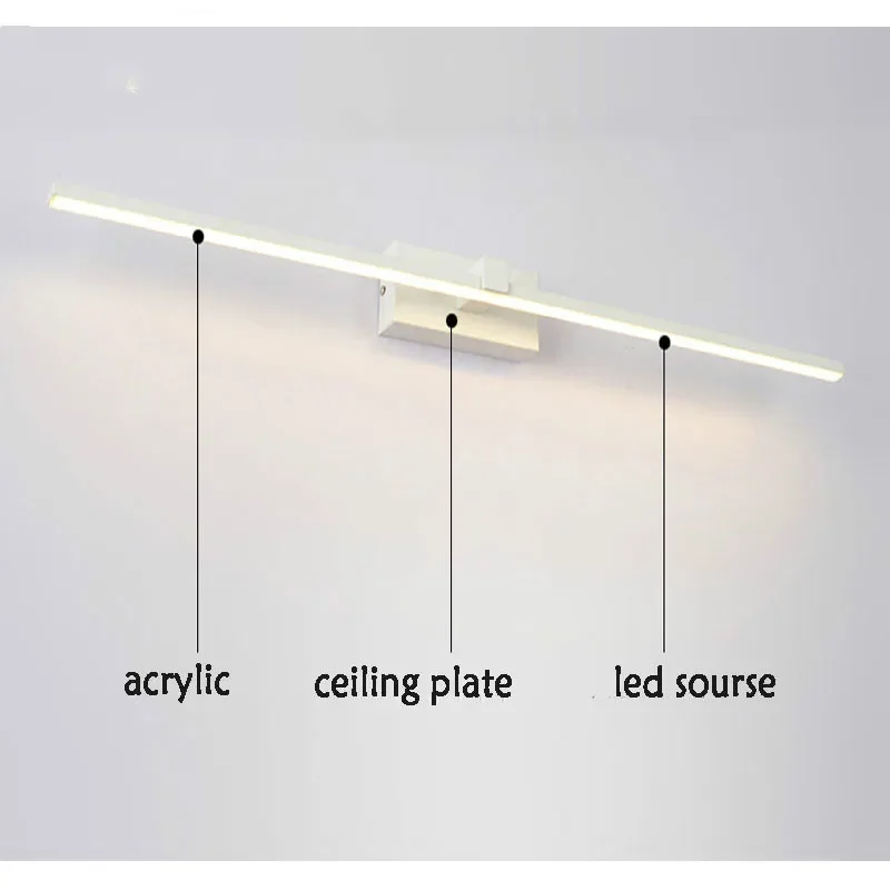 الحديثة 40 سنتيمتر 50 سنتيمتر 60 سنتيمتر 70 سنتيمتر 80 سنتيمتر 100 سنتيمتر 120 سنتيمتر LED مرآة الجدار ضوء AC90-260V التجميل الاكريليك الجدار مصباح إضاءة الحمام #3