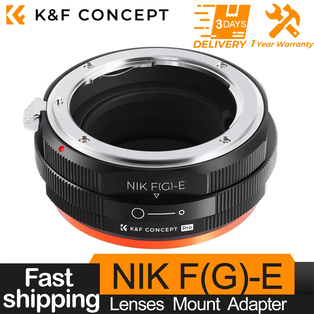 K&F Concept NIK(G) Lens Mount Adapter-E Camera with Aperture Control Ring for Nikon G F Mount Lens to Sony E Series Mount Camera