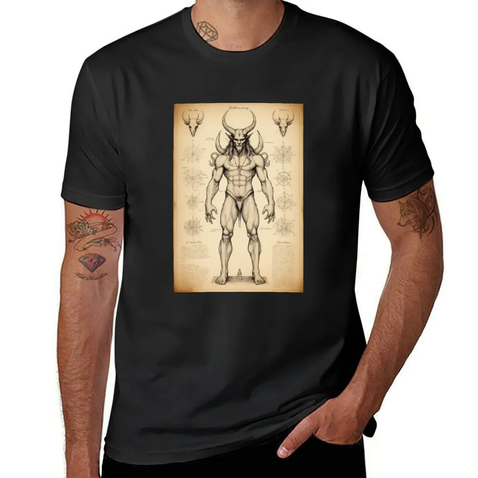 Diabolorum princeps - Leonardo da Vinci drawing T-Shirt hippie clothes heavyweights oversized animal prinfor boys t shirt men