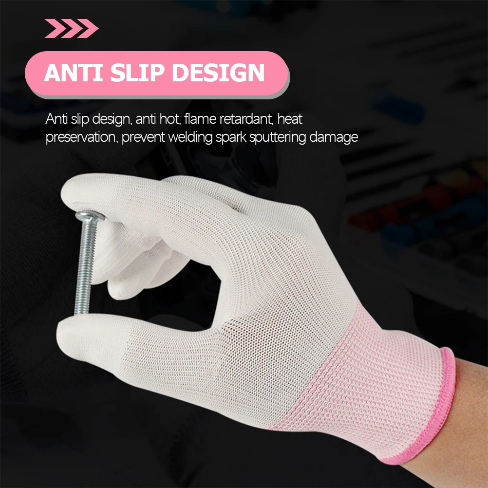 

12 Pairs Painted Fingers Anti-static Protective Gloves Safety Nylon Heavy Duty Work