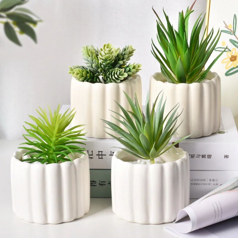 Keramik Kleine Blumentopf Creme Farbige Sukkulente Topf Desktop Grüne Pflanze Topf Dekoration Ins Stil Hause Ornament Dekor